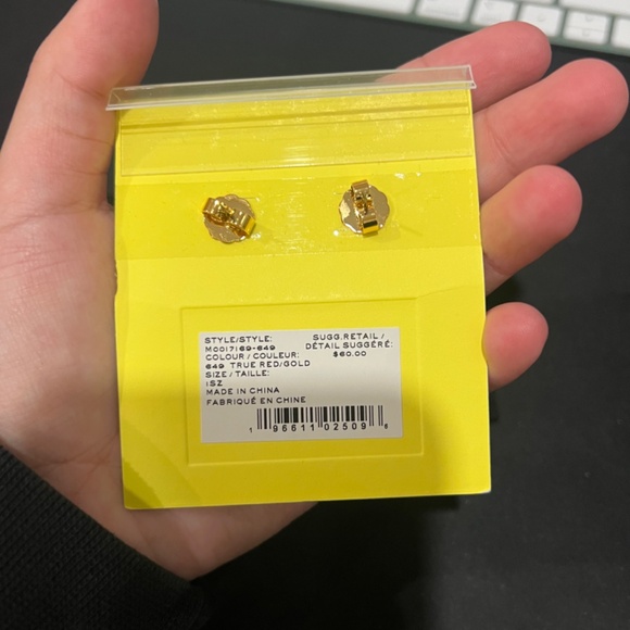 Marc Jacobs Enamel Logo Stud Earrings - Picture 3 of 4